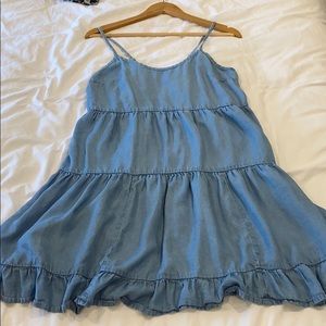Denim ruffle sun dress spaghetti strap size M